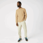 Men Lacoste V0ZN1221 Beige 02S Original L.12.12 Long Sleeve Polo - Image 2