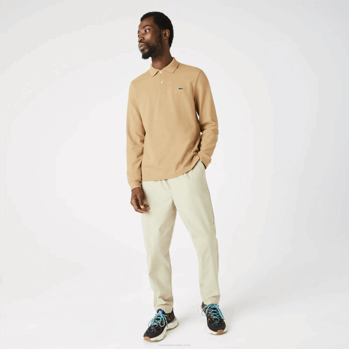 Men Lacoste V0ZN1221 Beige 02S Original L.12.12 Long Sleeve Polo - Image 2