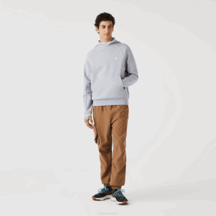 Men Lacoste V0ZN1224 Grey Chine CCA Classic Fit Hooded Sweatshirt