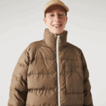 Men Lacoste V0ZN1225 White Beige 7DX Water-Repellent Reversible Jacket - Image 3
