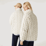 Men Lacoste V0ZN1225 White Beige 7DX Water-Repellent Reversible Jacket - Image 4