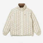 Men Lacoste V0ZN1225 White Beige 7DX Water-Repellent Reversible Jacket - Image 6