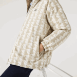 Men Lacoste V0ZN1225 White Beige 7DX Water-Repellent Reversible Jacket - Image 8