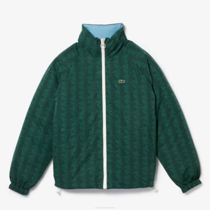Men Lacoste V0ZN1226 Green D1R Water-Repellent Reversible Jacket