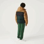 Men Lacoste V0ZN1227 Brown Black Green TPV Quilted Colorblock Water-Repellent Jacket - Image 3