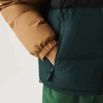 Men Lacoste V0ZN1227 Brown Black Green TPV Quilted Colorblock Water-Repellent Jacket - Image 4
