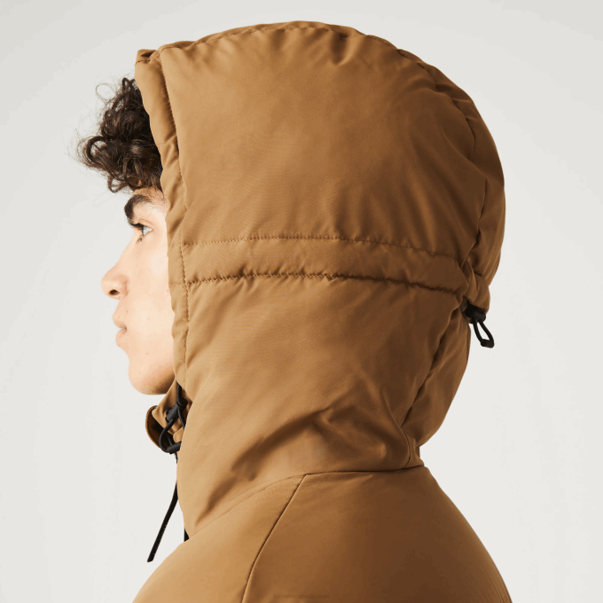 Men Lacoste V0ZN1227 Brown Black Green TPV Quilted Colorblock Water-Repellent Jacket - Image 7