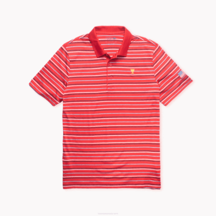 Men Lacoste V0ZN1228 Red Navy Blue White T73 Presidents Cup SPORT Striped Polo