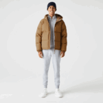Men Lacoste V0ZN1231 Brown Z0W Quilted Water-Repellent Jacket