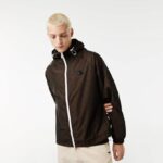 Men Lacoste V0ZN1233 Black Brown Navy Khaki Green TXJ Hooded Check Twill Jacket