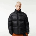 Men Lacoste V0ZN1234 Black C31 Oversized Branded Water-Repellent Jacket