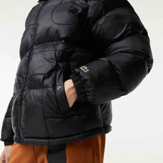 Men Lacoste V0ZN1234 Black C31 Oversized Branded Water-Repellent Jacket - Image 4