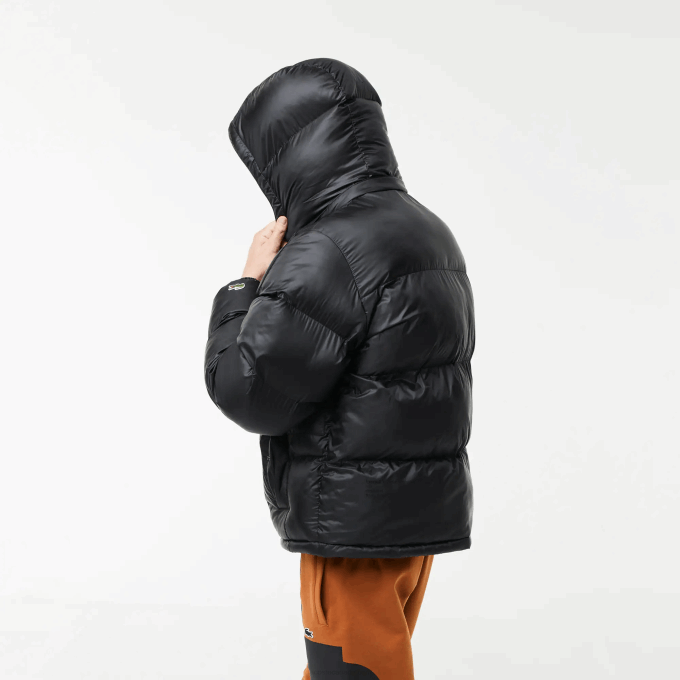 Men Lacoste V0ZN1234 Black C31 Oversized Branded Water-Repellent Jacket - Image 6