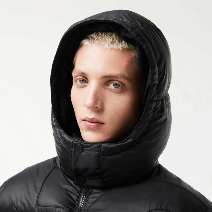 Men Lacoste V0ZN1234 Black C31 Oversized Branded Water-Repellent Jacket - Image 7