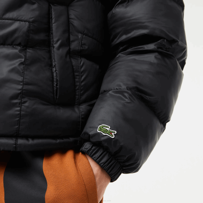Men Lacoste V0ZN1234 Black C31 Oversized Branded Water-Repellent Jacket - Image 8