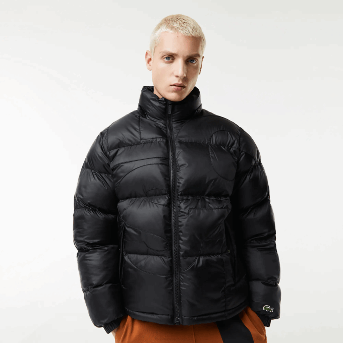 Men Lacoste V0ZN1234 Black C31 Oversized Branded Water-Repellent Jacket - Image 1