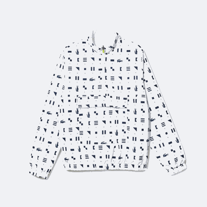 Men Lacoste V0ZN1237 White Navy Blue 0L3 SPORT Reversible Water-Repellent Tennis Jacket - Image 5