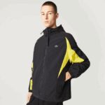 Men Lacoste V0ZN1238 Black Yellow TJ6 Heritage Color-Block Nylon Jacket