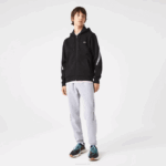 Men Lacoste V0ZN1240 Black 031 Printed Bands Hooded Zip Sweatshirt - Image 2