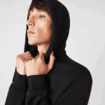 Men Lacoste V0ZN1240 Black 031 Printed Bands Hooded Zip Sweatshirt - Image 6