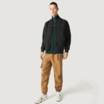 Men Lacoste V0ZN1242 Black 031 Insulated Padded Bomber Jacket - Image 2