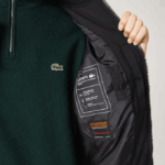 Men Lacoste V0ZN1242 Black 031 Insulated Padded Bomber Jacket - Image 4