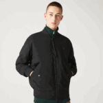 Men Lacoste V0ZN1242 Black 031 Insulated Padded Bomber Jacket - Image 6