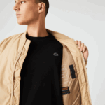 Men Lacoste V0ZN1243 Beige 02S Insulated Padded Bomber Jacket - Image 4