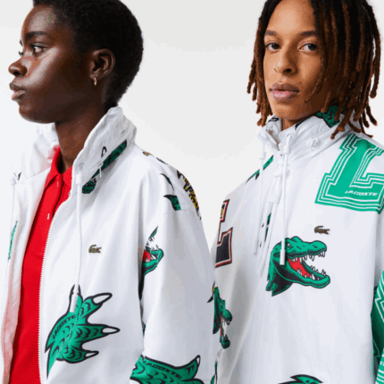 Men Lacoste V0ZN1245 White SBH Water-Repellent Taffeta Jacket