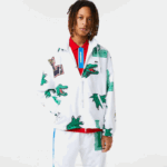 Men Lacoste V0ZN1245 White SBH Water-Repellent Taffeta Jacket - Image 8