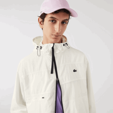 Men Lacoste V0ZN1249 White B5L Patchwork Effect Jacket