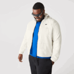 Men Lacoste V0ZN1249 White B5L Patchwork Effect Jacket - Image 10