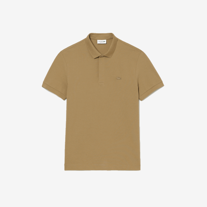 Men Lacoste V0ZN124 Beige CB8 Smart Paris Stretch Cotton Pique Polo - Image 4