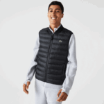 Men Lacoste V0ZN1252 Black 031 Padded Water-Repellent Vest - Image 2