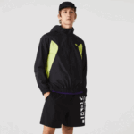Men Lacoste V0ZN1254 Black Yellow 60R SPORT Packable Windbreaker
