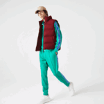 Men Lacoste V0ZN1258 Bordeaux ZS1 Fold Away Hood Vest - Image 2