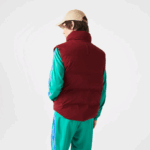 Men Lacoste V0ZN1258 Bordeaux ZS1 Fold Away Hood Vest - Image 3