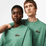 Men Lacoste V0ZN125 Khaki Green KX5 Loose Fit Large Crocodile Organic Cotton T-Shirt - Image 2