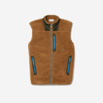 Men Lacoste V0ZN1262 Brown Khaki Green 89F Sherpa Fleece Vest - Image 4