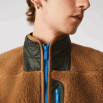 Men Lacoste V0ZN1262 Brown Khaki Green 89F Sherpa Fleece Vest - Image 6