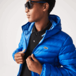 Men Lacoste V0ZN1264 Blue K1Q Quilted Hooded Jacket