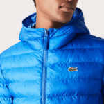 Men Lacoste V0ZN1264 Blue K1Q Quilted Hooded Jacket - Image 4