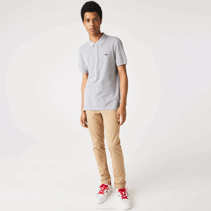 Men Lacoste V0ZN1267 Grey Chine YRD Original L.12.12 Slim Fit Polo - Image 2