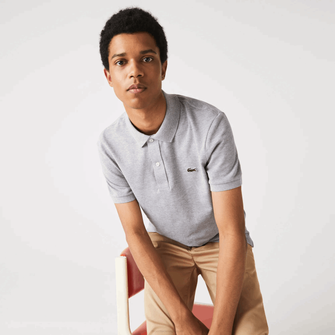 Men Lacoste V0ZN1267 Grey Chine YRD Original L.12.12 Slim Fit Polo - Image 1