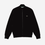 Men Lacoste V0ZN1269 Black 031 Regular Fit Brushed Fleece Zippered Sweatshirt - Image 5