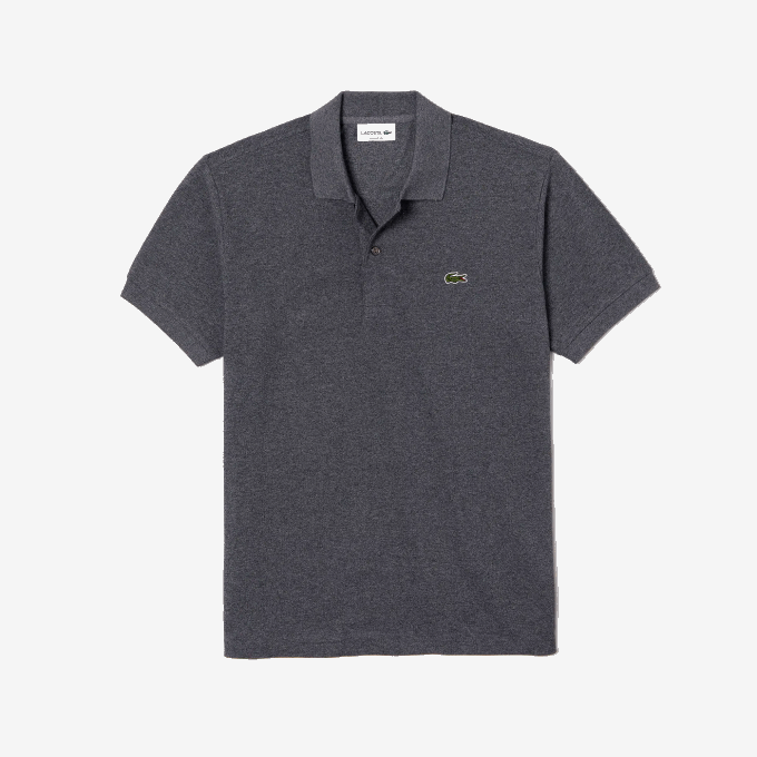 Men Lacoste V0ZN126 Grey Chine E8G Original L.12.12 Heathered Polo - Image 4