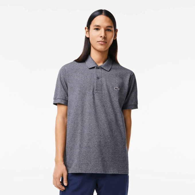 Men Lacoste V0ZN126 Grey Chine E8G Original L.12.12 Heathered Polo - Image 1