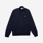 Men Lacoste V0ZN1270 Navy Blue 166 Regular Fit Brushed Fleece Zippered Sweatshirt - Image 5