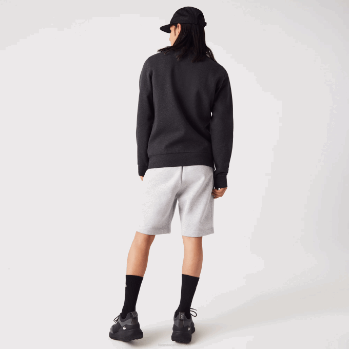 Men Lacoste V0ZN1271 Grey EL6 Regular Fit Brushed Fleece Zippered Sweatshirt - Image 3