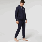 Men Lacoste V0ZN1276 Navy Blue 166 Terrycloth Zip Lounge Sweatshirt